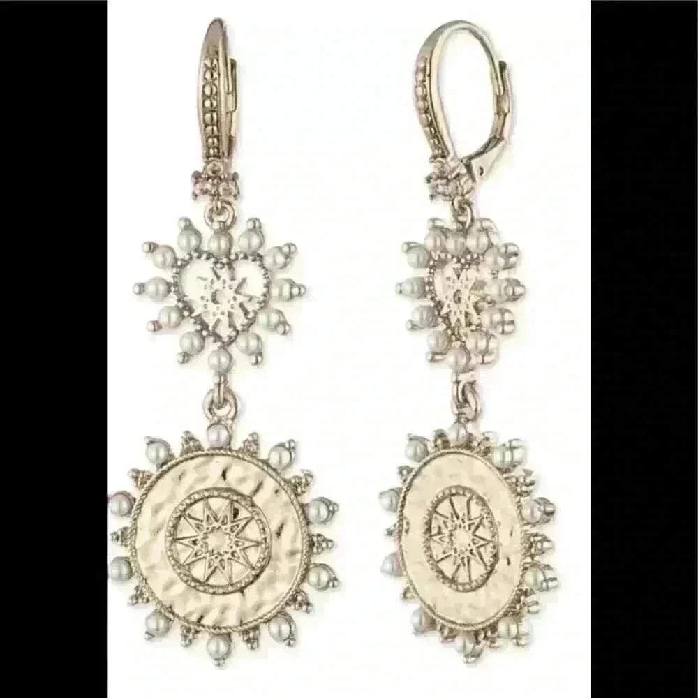 Marchesa Coin Drop Earrings in gold tone